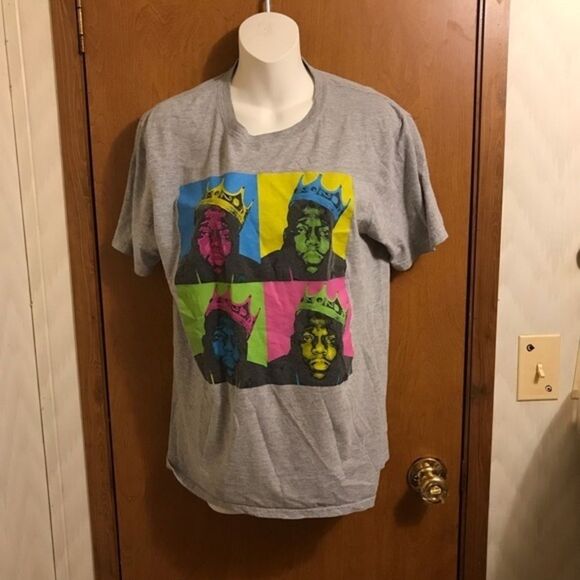 Tops - Notorious Big Biggie Smalls Graphic Light Gray T-Shirt M